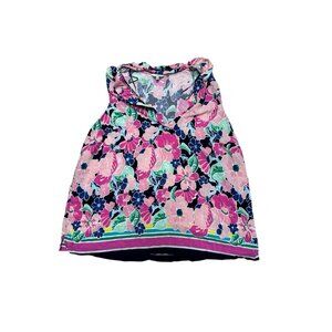 Crown & Ivy 3X Curvy Floral Sleeveless Blouse Pink Blue Rayon Tank Top